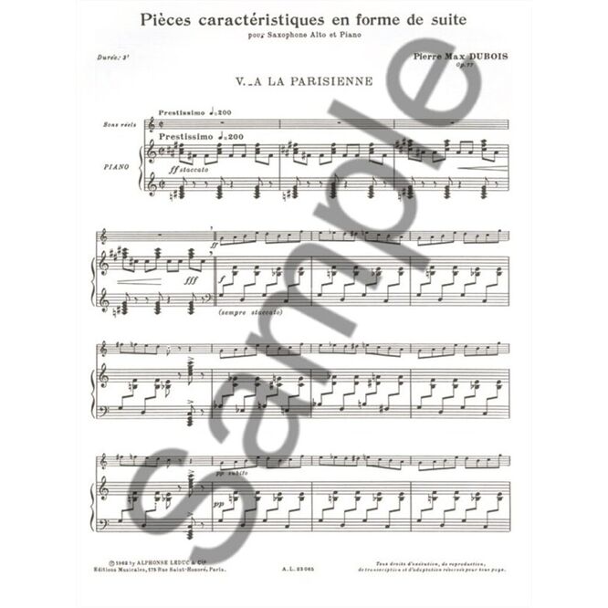 DUBOIS.-PIEZA CARACTERSTICA EN FORMA DE SUITE N.5 "A LA PARISIENNE" SAMPLE