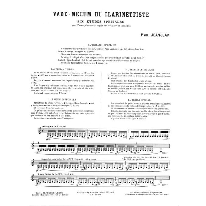 JEANJEAN, PAUL.- VADEMECUM DEL CLARINETISTA SAMPLE