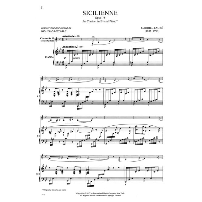 FAURE, GABRIEL.- SICILIANA OP.78 SAMPLE