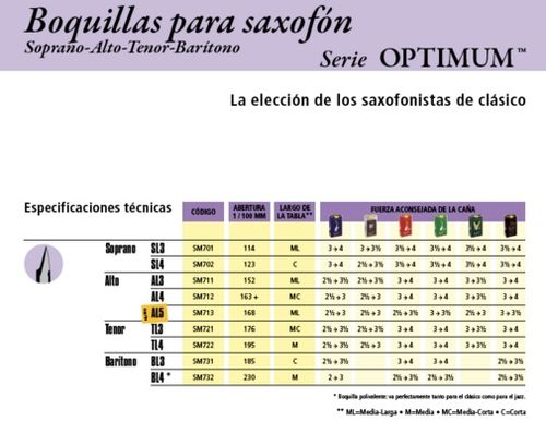 Boquilha Para Saxofone Alto Vandoren Optimum Al3 Sm711