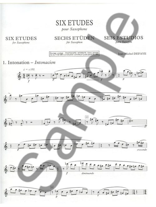 DEFAYE, JEAN MICHEL.- SEIS ESTUDIOS SAXOFN,SIX ETUDES, SAMPLE