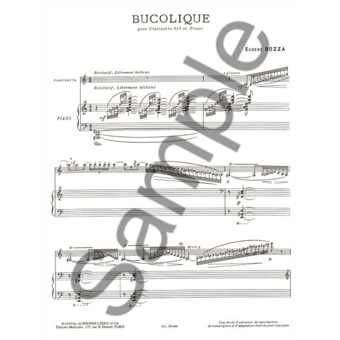 BOZZA, EUGENE.- BUCOLIQUE CLARINETE Y PIANO SAMPLE